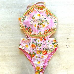 Farm Rio tangerine dream cutout one piece.
